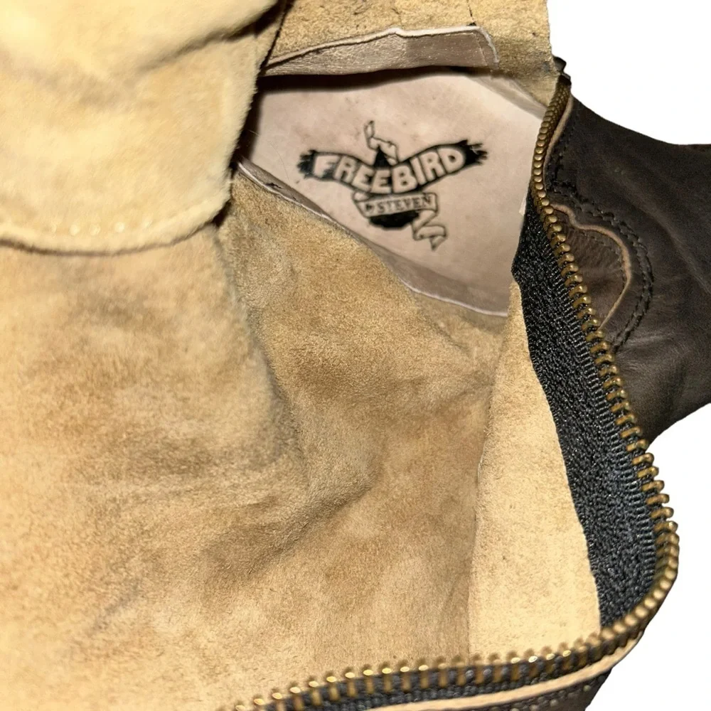 FREEBIRD by Steven Carolina Boots Brown Leather Over The Knee Distressed tall 8